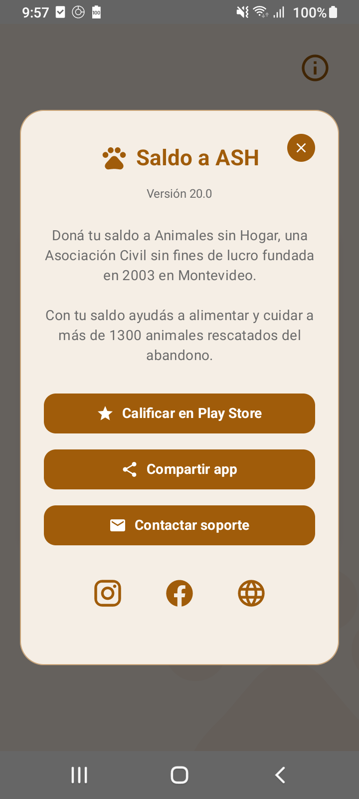 Saldo a ASH - Sobre la app